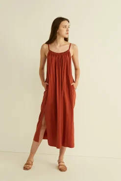 Gathered Viscose Tent Dress
