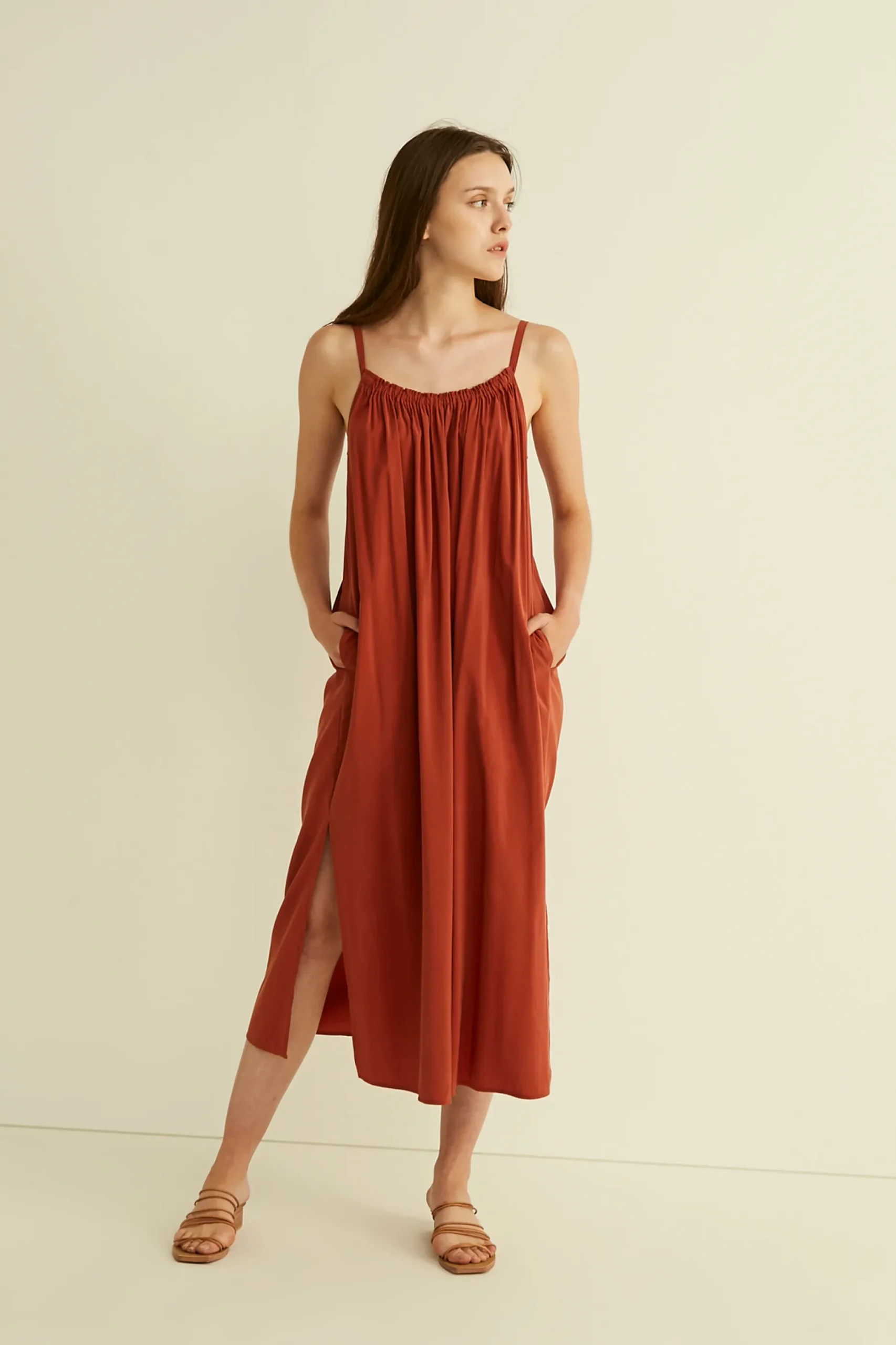 Gathered Viscose Tent Dress