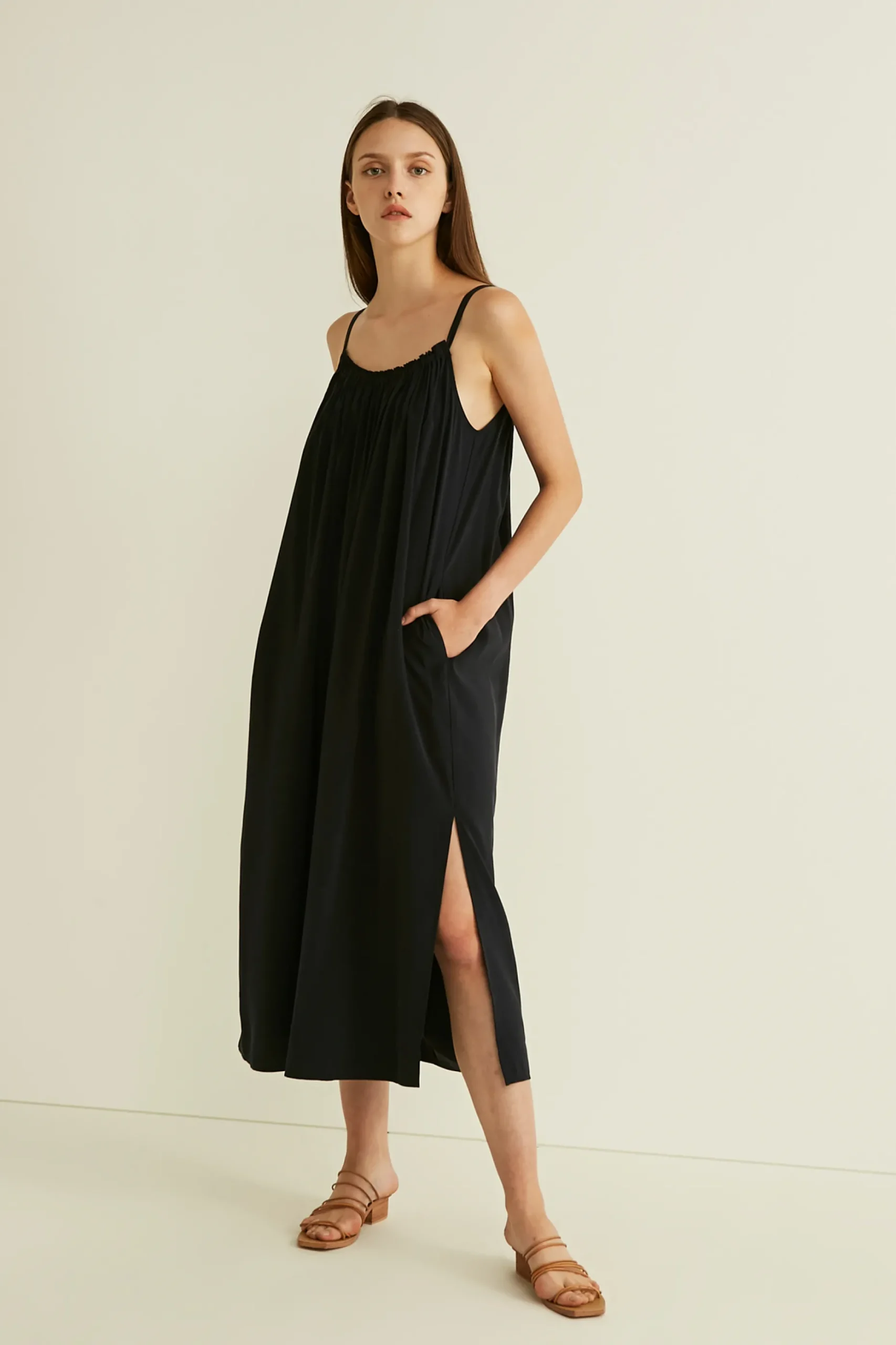 Gathered Viscose Tent Dress