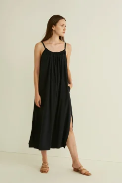 Gathered Viscose Tent Dress