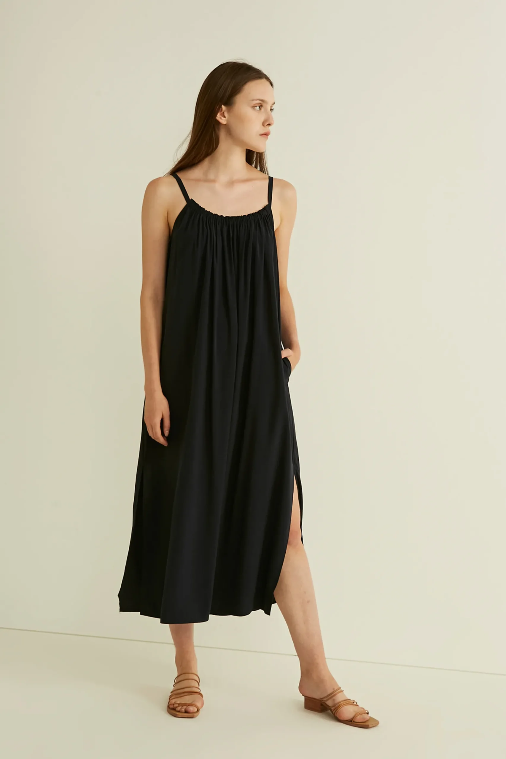 Gathered Viscose Tent Dress