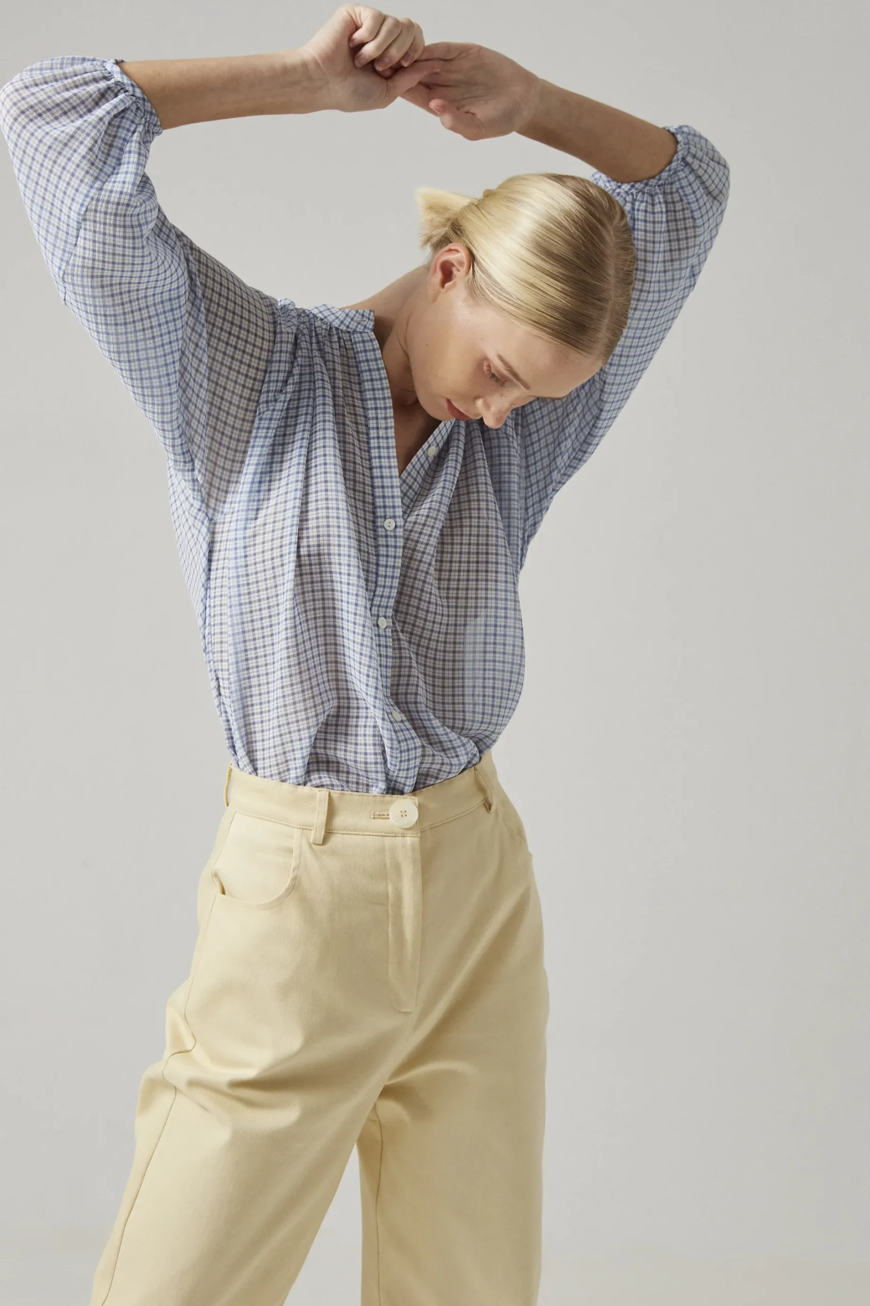 Gingham Billowy Blouse