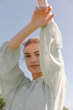 Gingham Billowy Blouse