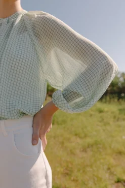 Gingham Billowy Blouse