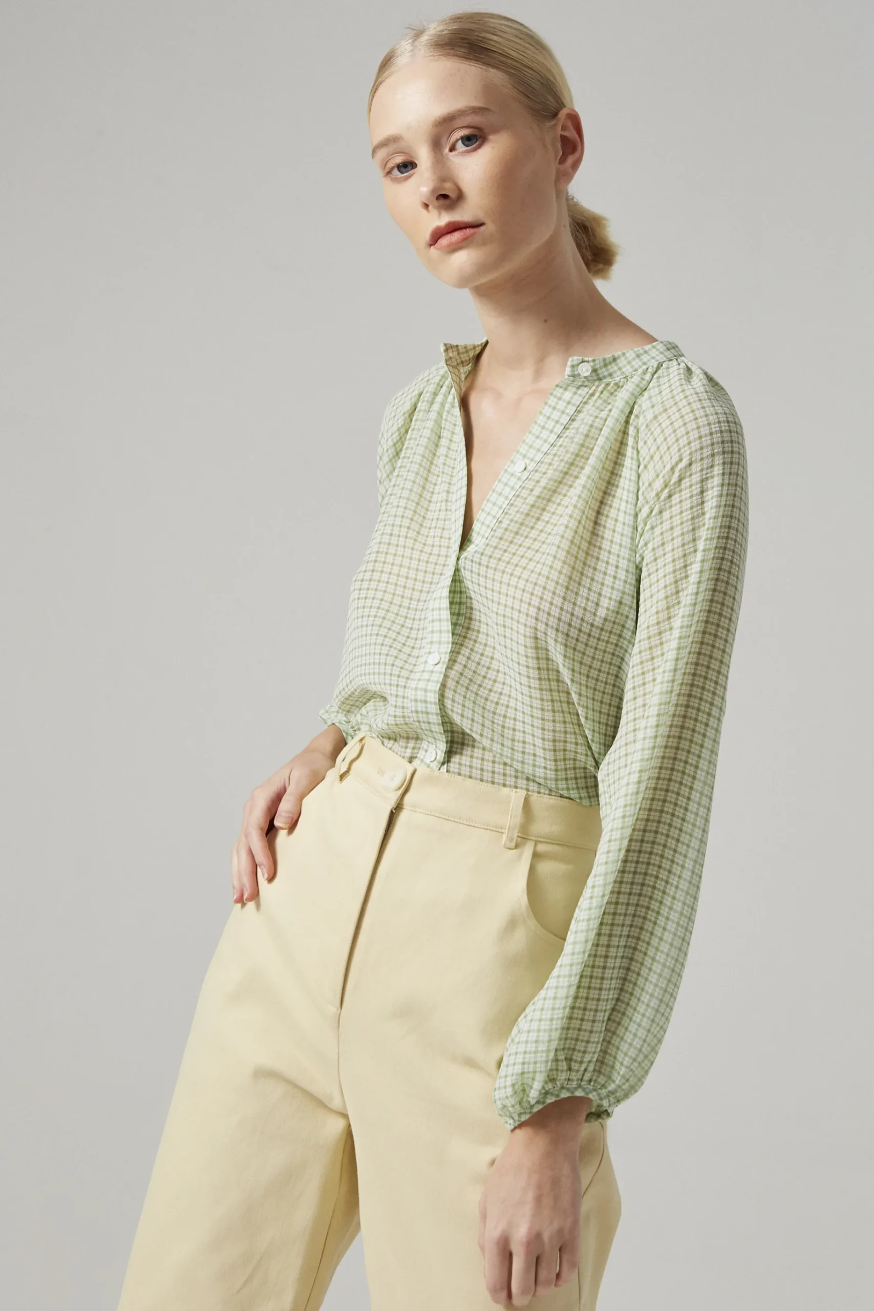 Gingham Billowy Blouse