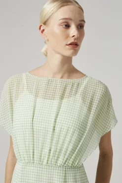 Gingham Boat-Neck Dress