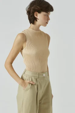 High-Neck Pleated Top