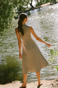 Knitted Stripe Pleat Dress