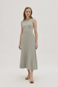Knitted Stripe Pleat Dress