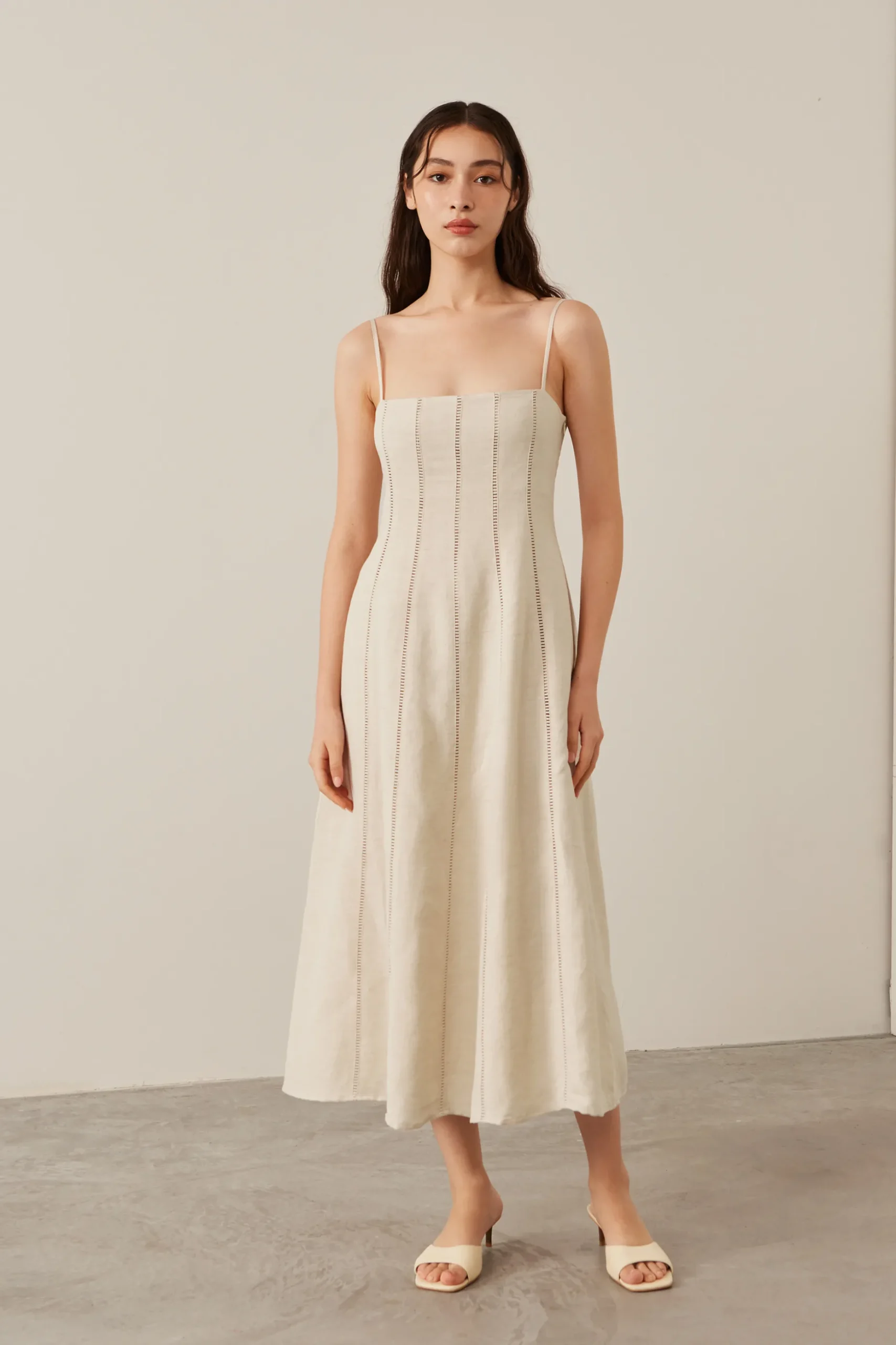 Lace-Trim Smocked-Back Dress