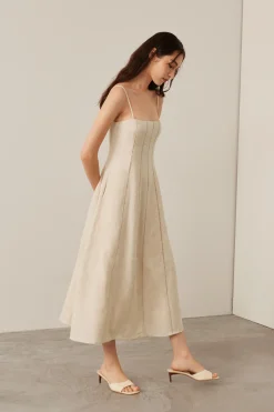 Lace-Trim Smocked-Back Dress