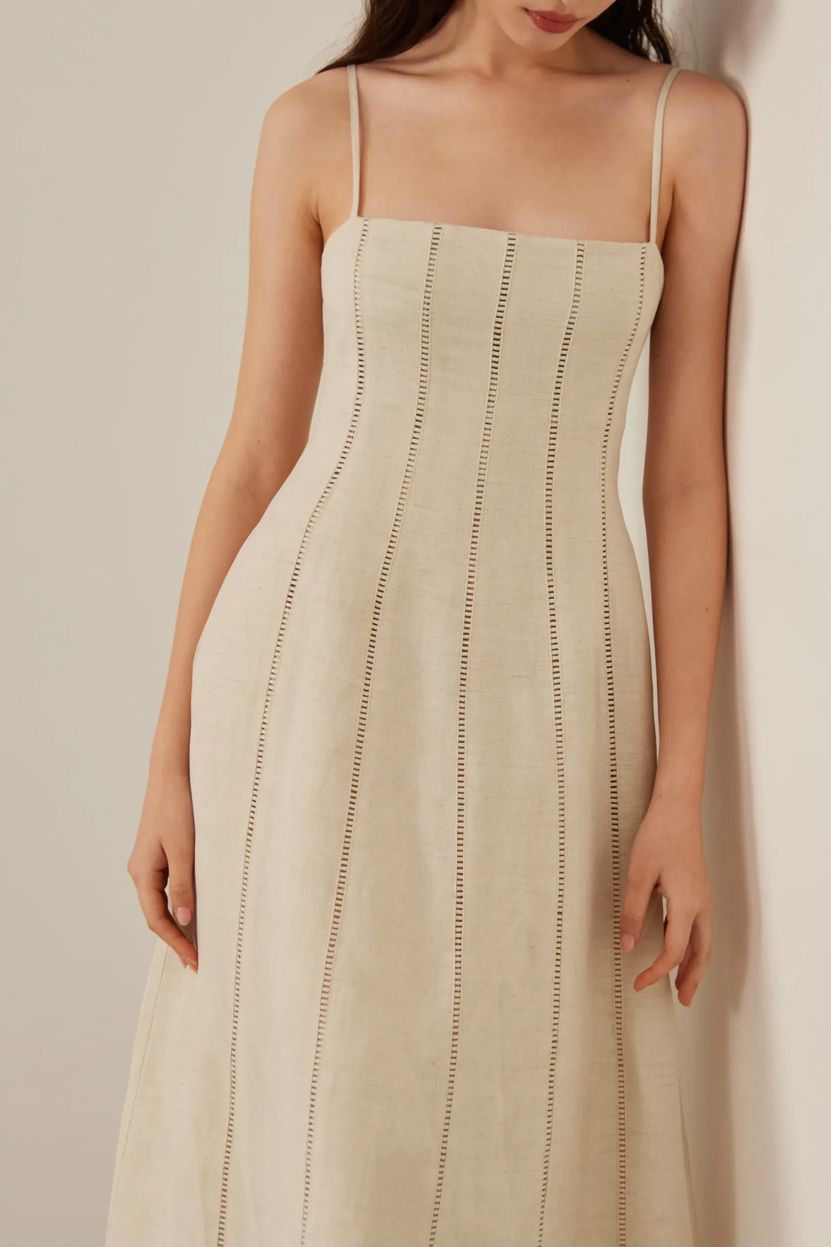 Lace-Trim Smocked-Back Dress