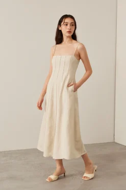 Lace-Trim Smocked-Back Dress