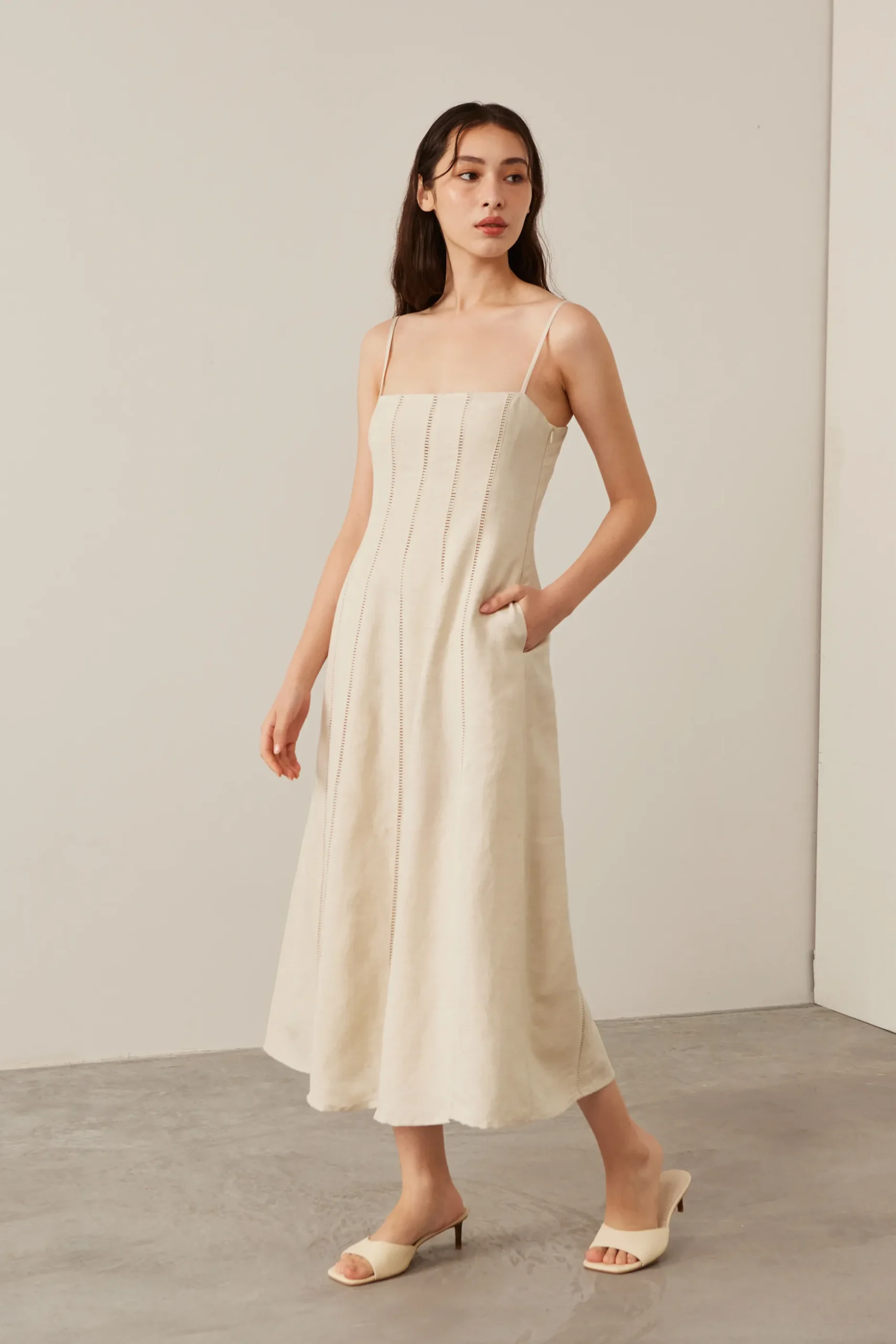 Lace-Trim Smocked-Back Dress