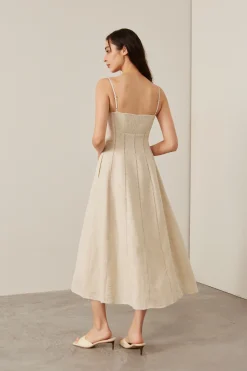 Lace-Trim Smocked-Back Dress