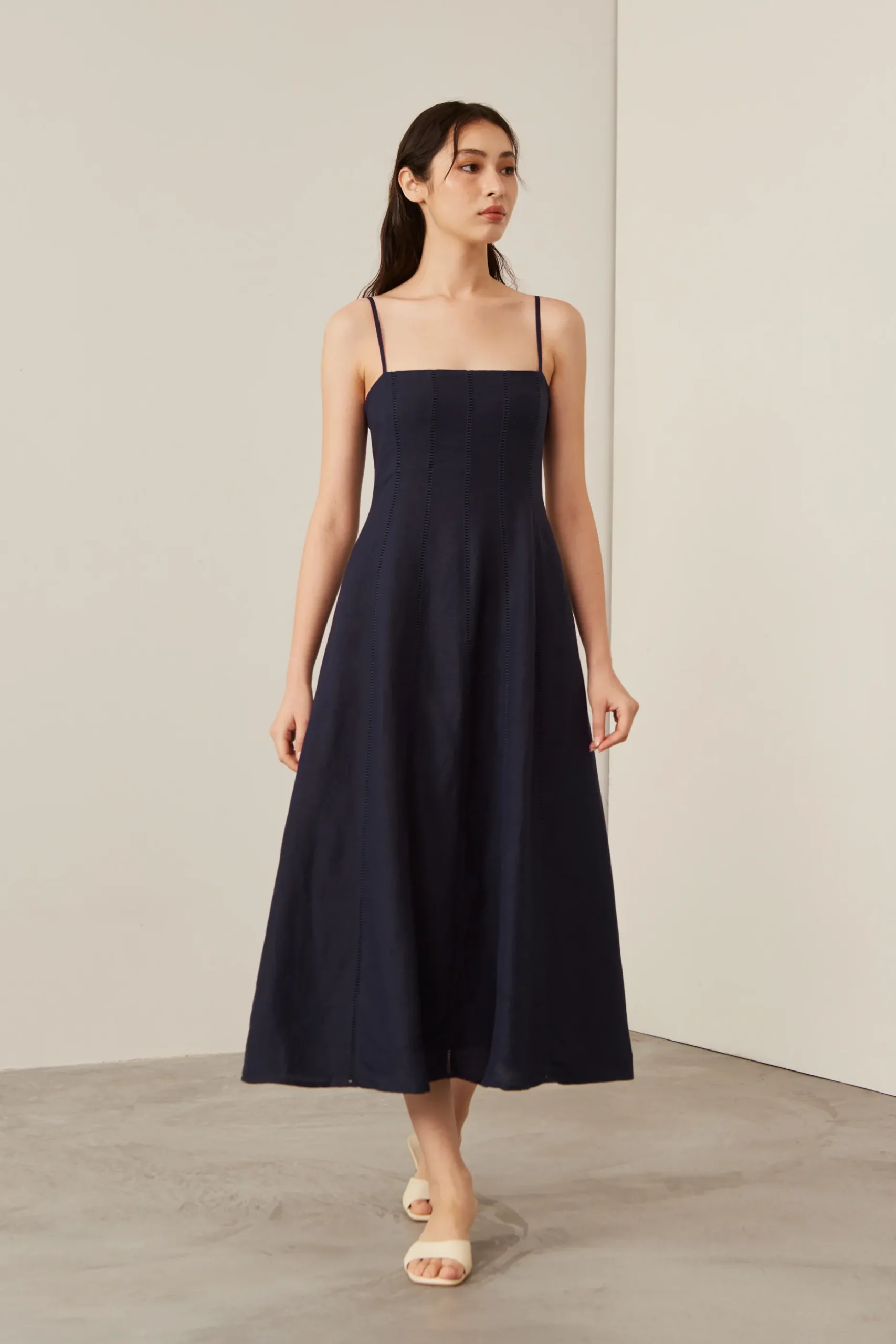 Lace-Trim Smocked-Back Dress