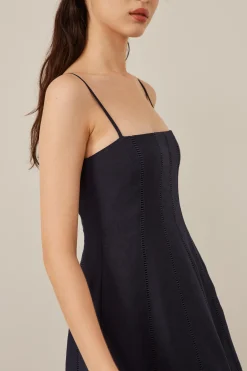Lace-Trim Smocked-Back Dress