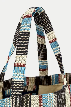 Large Striped Woven Beach Bag