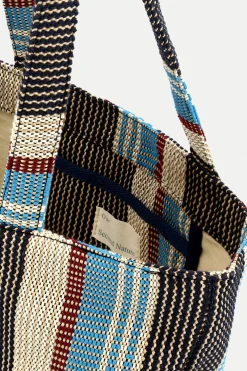 Large Striped Woven Beach Bag