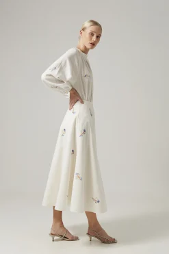Liberty Cotton Embroidered Panelled Skirt