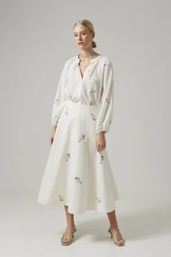 Liberty Cotton Embroidered Panelled Skirt