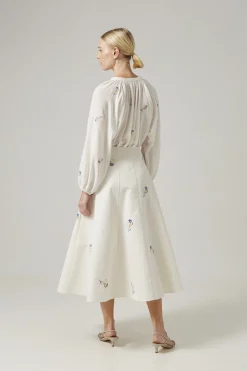 Liberty Cotton Embroidered Panelled Skirt