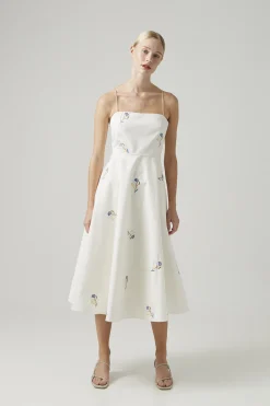 Liberty Cotton Embroidered Cross-Back Dress