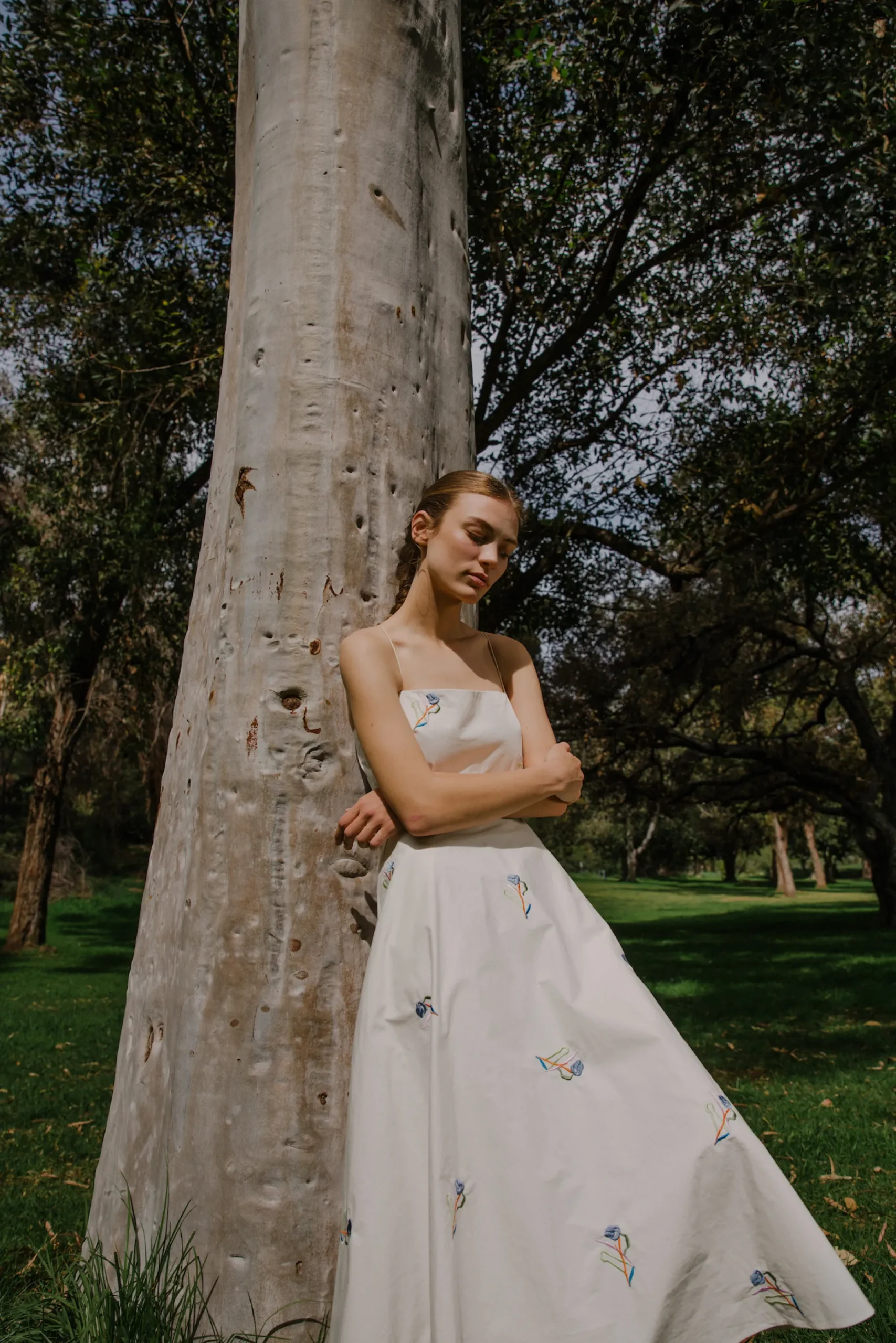 Liberty Cotton Embroidered Cross-Back Dress