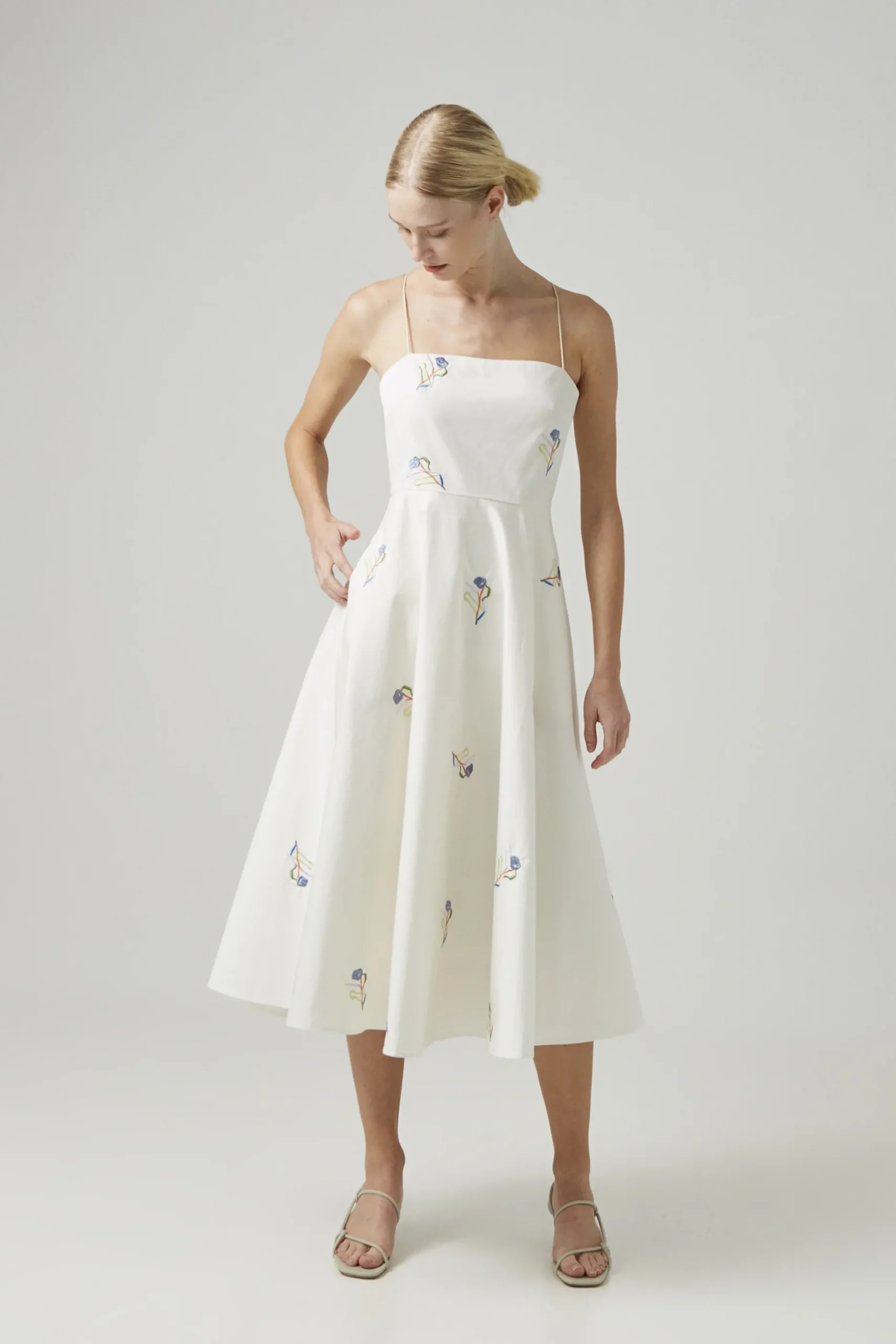 Liberty Cotton Embroidered Cross-Back Dress
