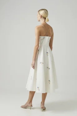 Liberty Cotton Embroidered Cross-Back Dress