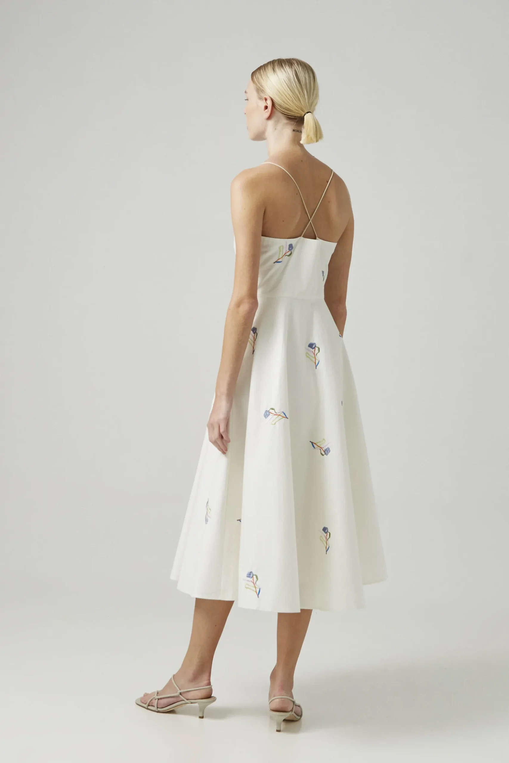 Liberty Cotton Embroidered Cross-Back Dress