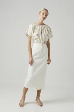 Liberty Cotton Gathered Cropped Top