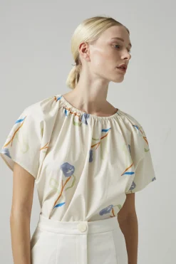 Liberty Cotton Gathered Cropped Top