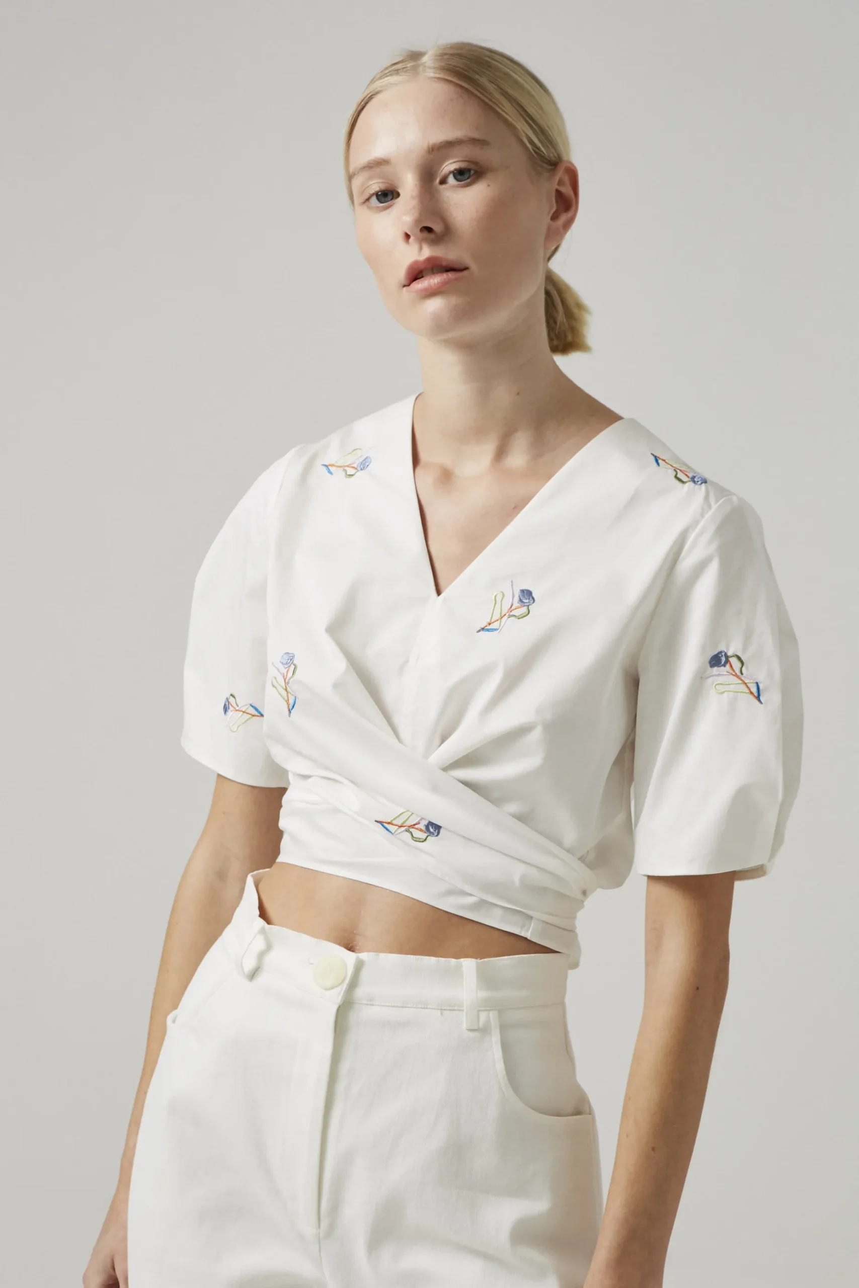 Liberty Embroidered Wrap Top