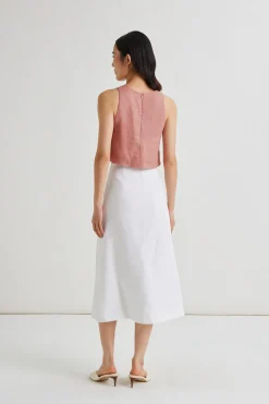 Linen Button-Down Midi Skirt