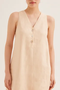 Linen Button-Down Shift Dress