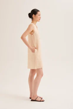 Linen Button-Down Shift Dress