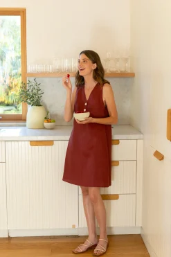 Linen Button-Down Shift Dress