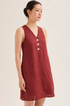 Linen Button-Down Shift Dress