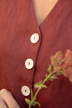 Linen Button-Down Shift Dress