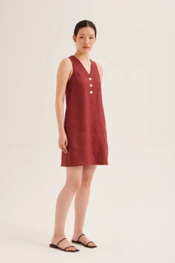 Linen Button-Down Shift Dress