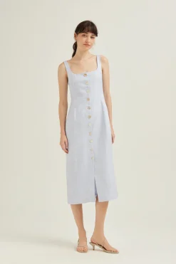 Linen Button-Down Vest Dress