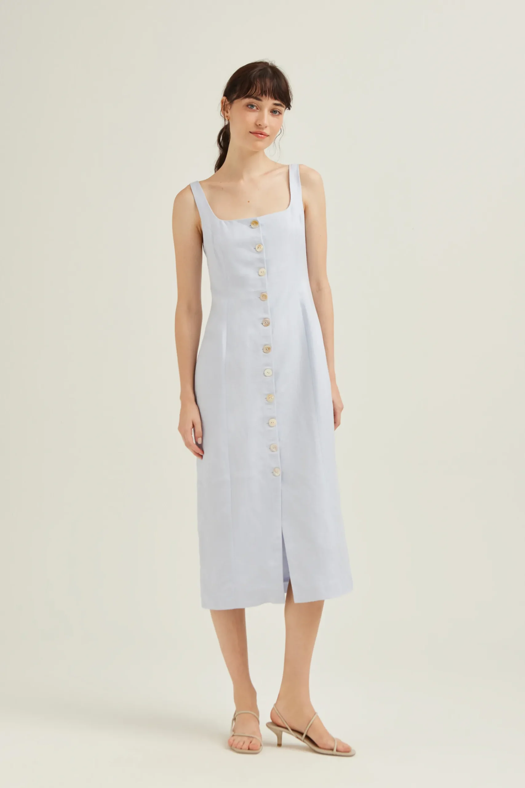 Linen Button-Down Vest Dress
