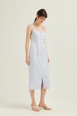 Linen Button-Down Vest Dress