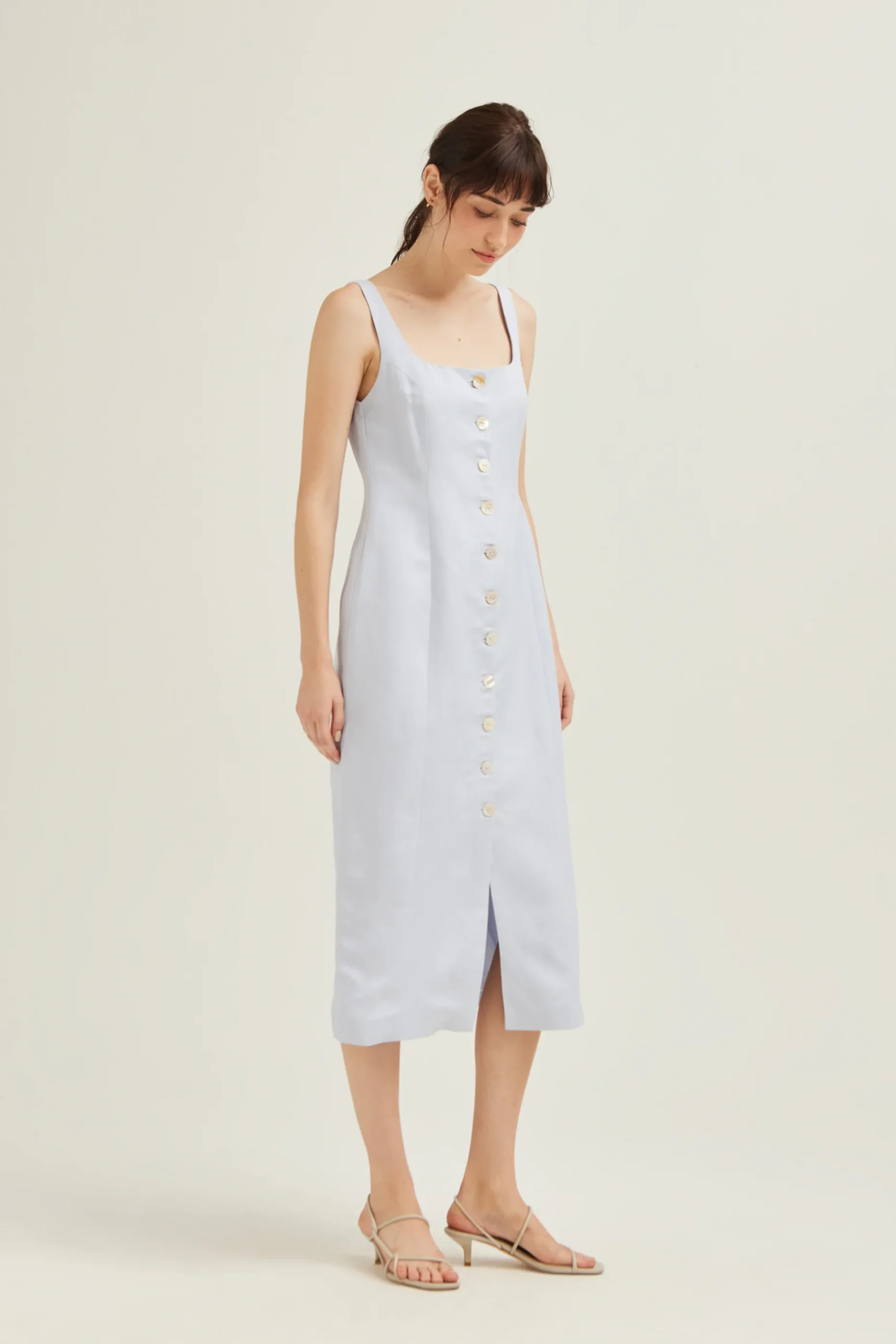 Linen Button-Down Vest Dress