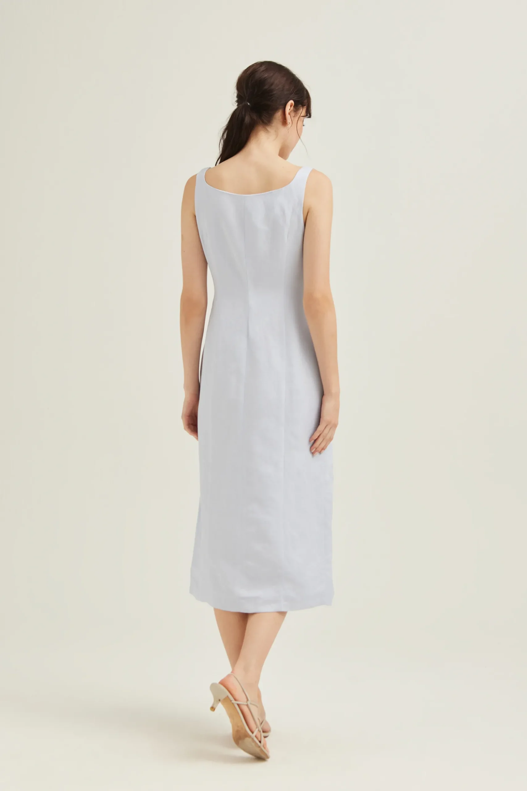 Linen Button-Down Vest Dress