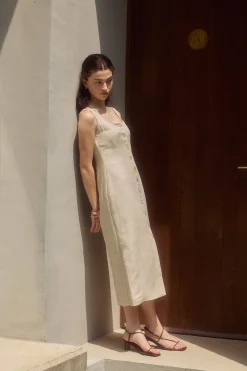 Linen Button-Down Vest Dress