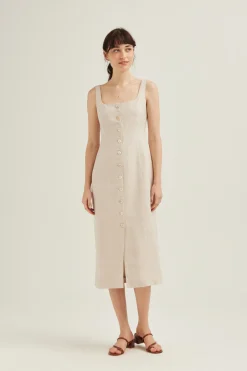 Linen Button-Down Vest Dress