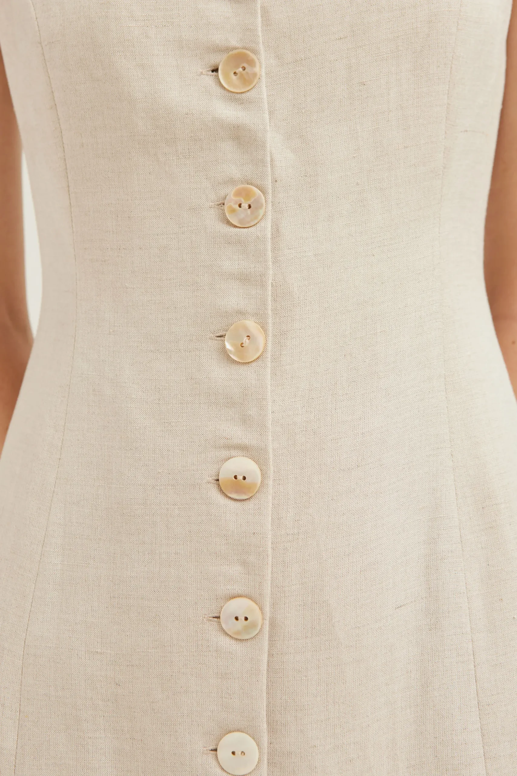 Linen Button-Down Vest Dress