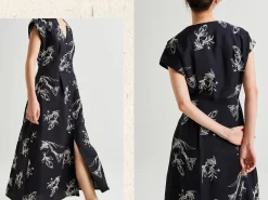Linen Embroidered Cap Sleeve Dress